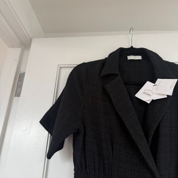 NWT Sandro Alize Mini Dress Black Tweed Double Breasted Notch Lapel Short Sleeve - Picture 7 of 9